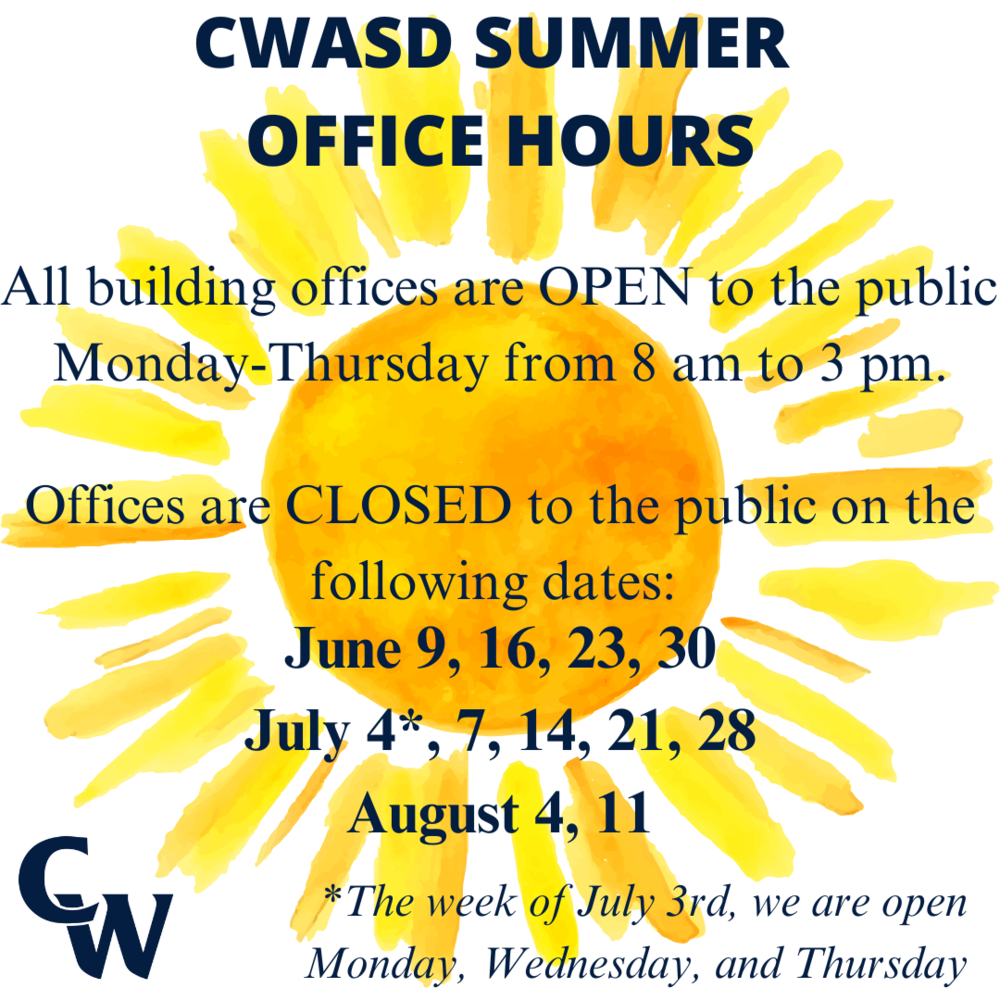 CWASD Summer Hours
