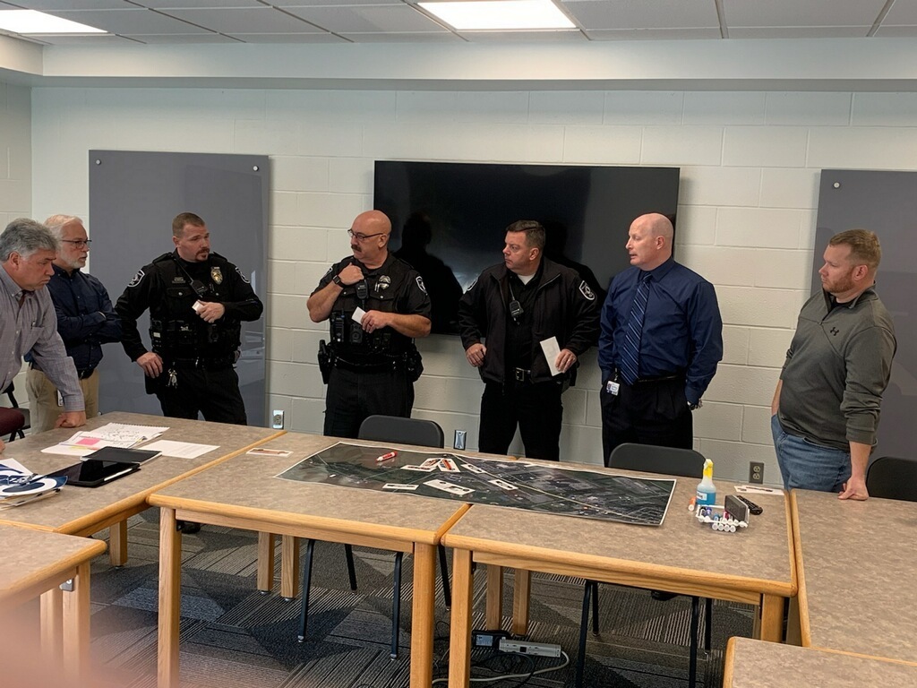 police and school officials, table top drill