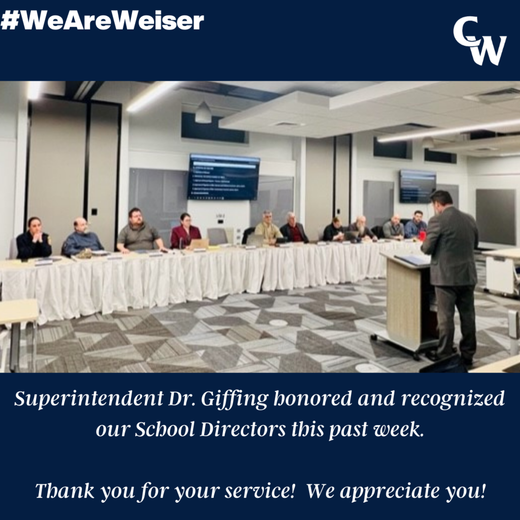 This past week superintendnet Dr. Giffing honored and recognized our school board.