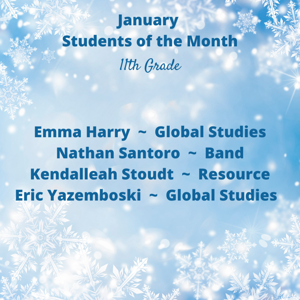 January Students of the Month - 11th grade