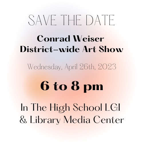 save the date art show 4/26 from 6-8 at the HS