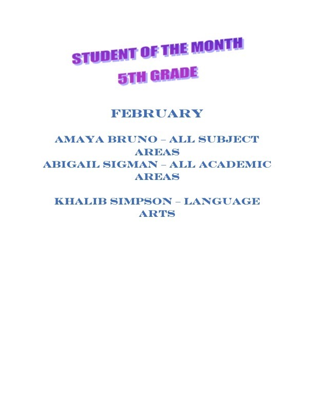 Student of the Month Feb. 23 -5th